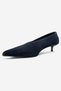 VELOUR Navy Blue Suede Genuine Leather Women's Low-Heeled Shoes - 8