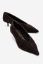 VELOUR Brown Suede Genuine Leather Women's Low-Heel Heeled Shoes