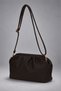 Brown Knitted-Textured Draped Clutch Evening Bag for Women – Adjustable Long Strap, with Gold Accessory Detail - 3