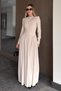 Cream-Colored Dress with Padded Shoulders and Draped Sleeves - 2996 - 3