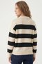 Woman's Black Polo Collar Striped Sweatshirt - 3