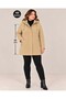 Women's Taupe Color Melton Coat Plus-Size
