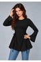 Women's Side-Tied, Fitted, Ruffled, Long-Sleeved Tunic Blouse 0272 - 3