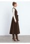 Bitter Brown Corduroy A-Line Midi-Length Front Buttoned Viola Dress - 6