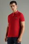 Mens Red Solid Regular Fit Cotton Polo T-Shirt - 2