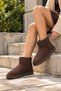 Dora Women's Suede-Look Winter Comfort Boots with Padded Soles for Everyday Use C304-Dark Brown - 3