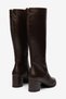 Women's Genuine Leather Knee-High Boots with Back Zipper and Heels - Brown - 3
