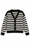 WOMEN'S STRIPED V-NECK 3-BUTTON LONG-SLEEVED KNITTED CARDIGAN - 3
