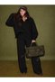 V-Neck Acrylic Knit Set, Black - 3
