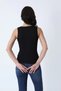 Basic Women's Cotton Tank Top with Corded Fabric Straps and Ribbed Hem - Black & White 2-Piece Set - 4