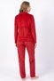 Women's Red Shirt Collar, Button-Front Velvet Pajama Set - 4
