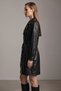 Women's Classic-Collar, Belted, Functional Pocket-equipped Long Leather Trench Coat - 3