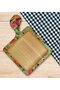 Square-Shaped Natural Wood Serving and Presentation Plate with Flower Design, Model 5 - 5