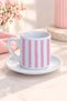 Set of 2 White Porcelain Turkish Coffee Cups with a Modern Minimal Striped Pattern (2-piece set) - 3