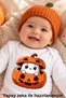 Baby Halloween-Themed Bodysuit, 100% Cotton, Pumpkin Print, Photo Shoot Costume Bodysuit - 2