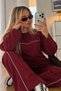 Long-Sleeved Casual Sweatsuit Set with Modal Fabric and Ribbed Sleeve Detail - 4