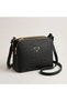 Women's Black Adjustable Crisscross Strap Crossbody Bag with Patterned 3-Compartment Design—Modern and Stylish - 4
