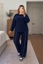Long-Sleeved Plus-Size Sweatsuit Set with Modal Fabric and Ribbed Sleeve Detail
