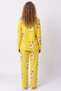 Women's Yellow Chick-Print Shirt Collar Suede Pajama Set - 4
