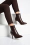 Women's Stylish, Slim-Heeled Zip-Up Boots with Pointed Toe and Fleece Lining 417698