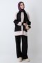 Ruched Black Suit with Paneled Cuffs