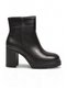Black Leather Zip-Up Boots with Thick Sole and Stylish Platform Heel for Women 459205 - 2