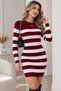 Women's Knit Dress – Striped Crew Neck Long-Sleeve Knit Mini Dress - 3