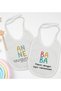 BK Kids White Baby Bib Set of 2 with Mom and Dad Designs - 4 en126872