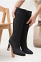 Women's Stretch Knit Silver Pointed Toe Boots with Heels - 3