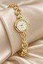Puffy Women's Wristwatch: Gold-Detailed Bracelet Style with White Dial—Elegant and Stylish Women's Watch