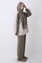 Hooded Taupe Color Mink Set with Paneling and Trim - 6