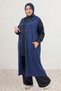 34001 Plus Size Snap-Fastened Hooded Jersey Vest - Navy Blue - 4