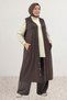 34001 Plus Size Snap-Fastened Hooded Jersey Vest - Dark Brown - 4