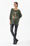 Women's Khaki Gilded Italian-Style Soft-Textured Oversized Knit Sweater, Sizes 40–46 - 5