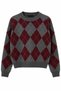 Burgundy Diamond Patterned Sweater with Brushed Inside Design - 0112