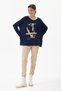 Women's Navy Blue Gilded Italian-Textured Oversized Knit Sweater, Sizes 40–46 - 5