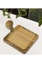 Square-Shaped Natural Wood Serving and Presentation Plate with Marble Design, Model 5 - 3