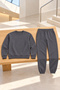 Women's Charcoal Grey 3-Thread Sweatsuit Set with Crew Neck and Fleece-Lined Insulation - 7