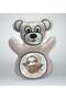 Cream-Colored Teddy Bear Print Pillow with Sloth Design - 1