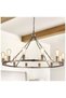 Large 12-Light Wagon Wheel Chandelier, Vintage Rustic Farmhouse Metal Ceiling Pendant Lamp - 2