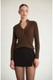 Button-front, half-turtleneck knit blouse - 2