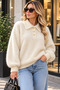 Women's plush soft bearded collar sweater - 2