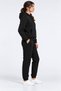 Women's Black 3-Ply Sweatsuit Set with Hood and Kangaroo Pockets, Super Soft with Fleece-Lined Insulation