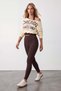Women's coffee high-waisted shaping leggings alc-x16041 - 4