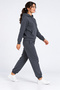 Women's Charcoal Grey 3-Thread Sweatsuit Set with Hood and Kangaroo Pocket, Super Soft with Fleece-Lined Insulation - 4