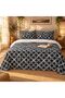 King Size Flat Bedsheet Set, 3 Pieces, 260 x 240 cm (Grey & White)