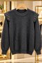 Women's plush soft bearded top with pearl detail sweater