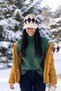 Women's Beanie with Diamond Pattern and Front Flap - Winter Beanie with Brim - 5