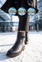 Black Women's Fleece-Lined Zip-Up Boots with Buckle Detail 636203 - 3
