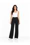 Black High-Waisted Women's Piped Palazzo Pants with Pockets - 2
